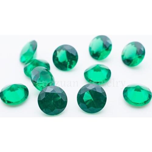 50pcs/lot 4-10mm Round Shape Loose CZ Stone Green Nano Color 5A Cubic zirconia Synthetic Gemstone For Jewelry Watch Making