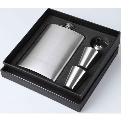 8 Oz Stainless Steel Hip Flask Set with Cup Funnel Outdoor Portable 8oz Flagon Wine Pot Metal Drinking Bottle