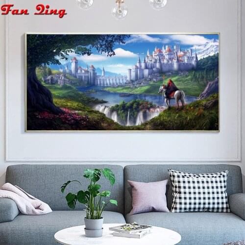5d diy Full Drill Square round Diamond Painting castle waterfall Embroidery New Arrival Diamond Art Home Decoration