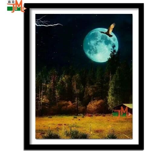 Diamond Painting 5D Blue Moon Farm Diamond Embroidery Natural Scenery Art Mosaic Handmade Home Decor Needlework Gift Rhinestones