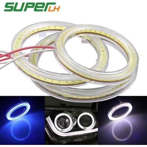 2pcs car daytime angel eyes cob led White Crystal blue fog light 60mm 70mm 80mm 90mm 100mm 110mm 120mm auto drl halo ring 12v