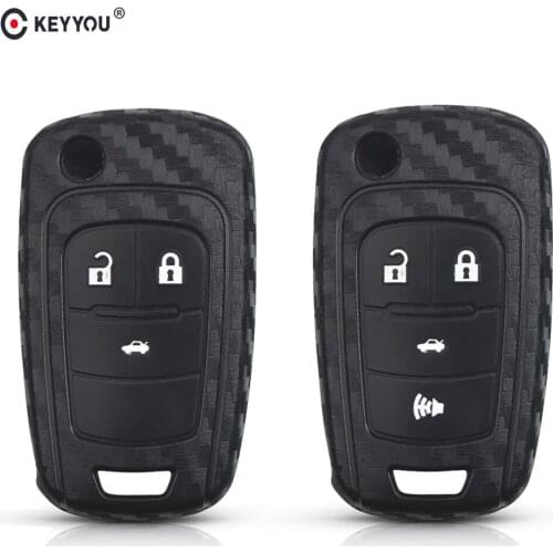 KEYYOU Carbon Car Key Case Fob For Chevrolet Cruze Aveo Lova Sail Opel Astra Corsa Zafira Antara J Flip Remote Silicone Cover