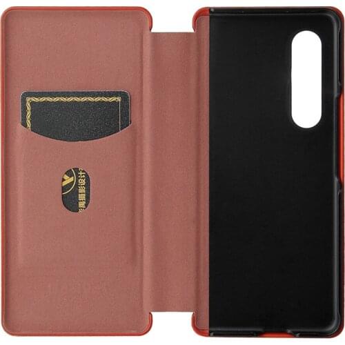 Phone Cover Shell Magnetic Buckle Card Flip Phone Case Carbon Fiber Leather Cover for Samsung Galaxy Z Fold 3 Phone Accessories