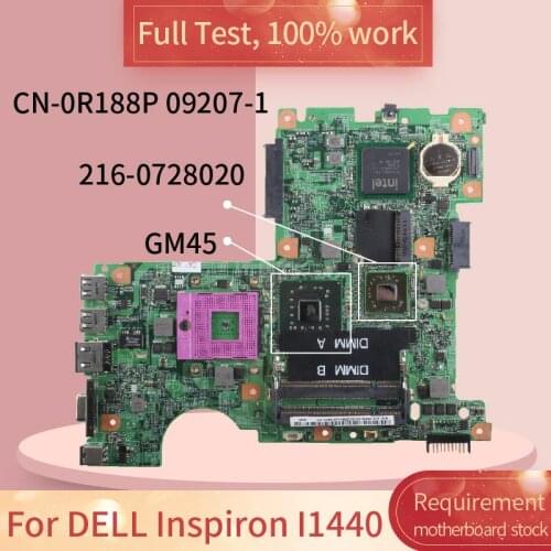CN-0R188P 0R188P Laptop motherboard For DELL Inspiron 1440 I1440 GM45 Notebook Mainboard 09207-1 216-0728020 512M DDR2