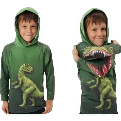 Kids Dinosaurs T-Shirt Spring and Autumn Children Hooded Long Sleeve Top Clothes Hoodie T shirt