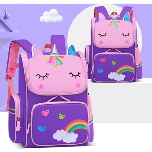 Children Orthopedics School Bag New Girls Cute Cartoons Pink Nylon Printing Backpack Kindergarten Student Waterproof Space Bag