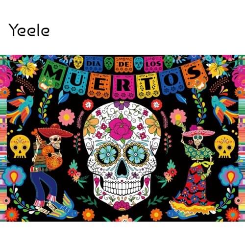 Yeele Day Of The Dead Photography Backdrop Photocall Dia De Los Muertos Guitar Party Decor Photographic Background Photo Studio