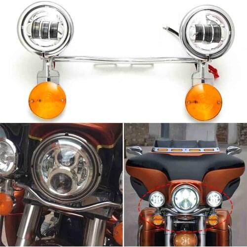Chrome Motorcycle LED Passing Light Driving Spot Fog Lamp Turn Signal Light Bar For Har--ley Honda Yamaha