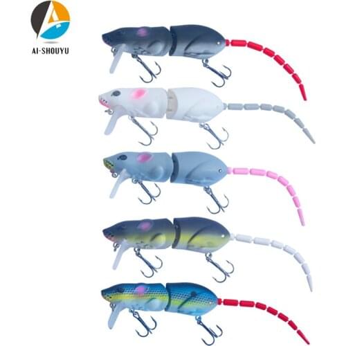 AI-SHOUYU 1pcs NEW 85mm 15.5g Rat Bait with 2 Treble Hooks Rock Crank Bait with Ball Swim Hard Lure Baits Wobbler Floating Lure