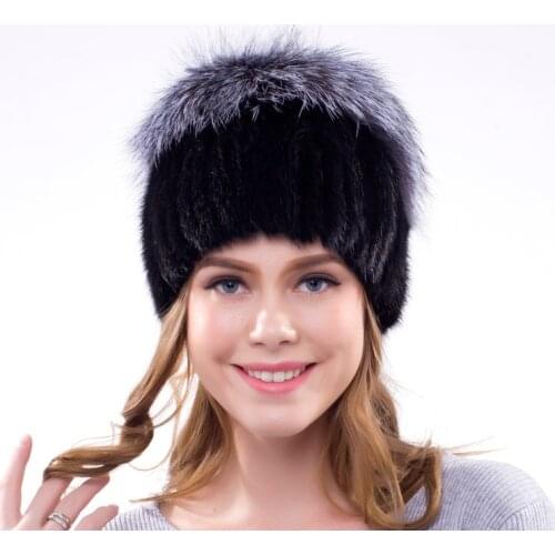 JKP Luxury Mink Fox Fur Hat Womens Fashion Color Matching Hat Womens Winter Warm Hat