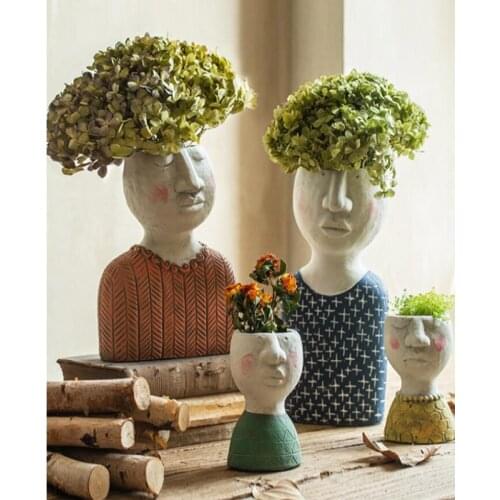 American Outdoors Ceramics Vase Crafts Old Art Portrait Flower Pot Statue Decor Groceries Garden Balcony Decorative Ornaments