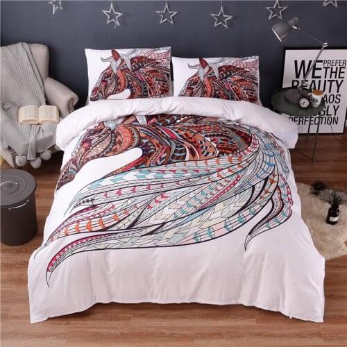 Dream 3d Dynamic Horse Bedding Set King Size Classic Bohemian Mandala Duvet Cover Indian Bed Set Rainbow Adult Pillowcase