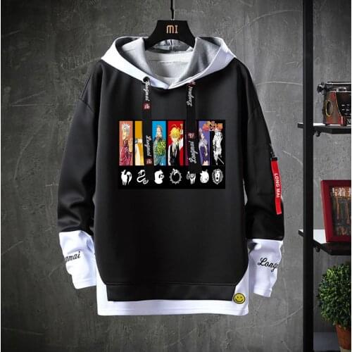 Anime The Seven Deadly Sins Hooded Teenagers cartoon Costume Unisex Casual Fake Two-Piece Hoodies Sweatshirt jacket