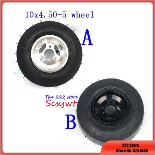 Modified Go-kart accessories10X4.50-5 front wheel 10 inch tyre Vacuum tire + Aluminium alloy wheel hub fits drift car field car