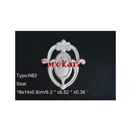 N62 -16x14x0.9cm Wood Carved Onlay Applique Carpenter Frame Decal Wood Working Carpenter Flower