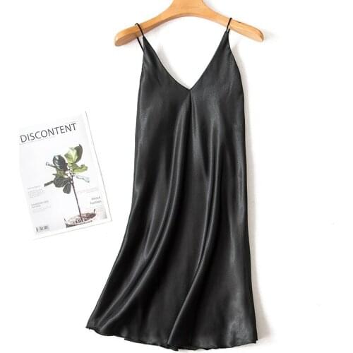 Black Sexy V-Neck Backless Mini Nightgown Summer Women Spaghetti Strap Nightdress Rayon Home Dress Intimate Lingerie Sleepwear