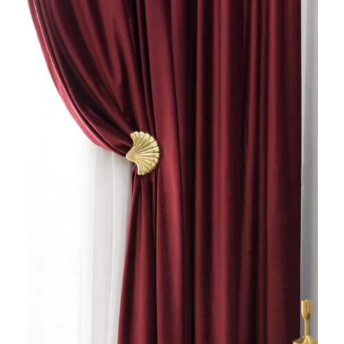 Neo-Classical Post-Wine Red Color Velvet Curtain Luxury Home Decor Curtains for Bedroom Living Room Windows Curtains