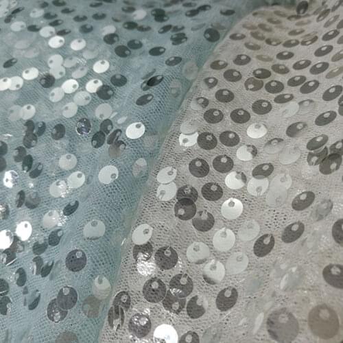 NEW Ins Hot Embroidery Sequins Fabric Designer DIY Evening Dress Fashion Show Dress Wedding Stage Fabrics 90x130cm