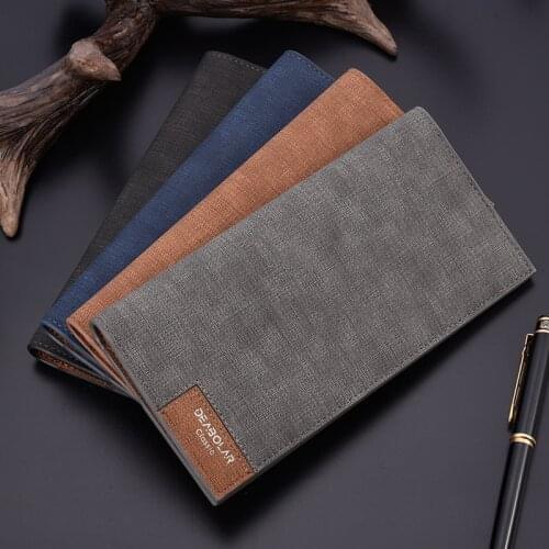 New style mens long wallet Japanese and Korean version of ultra-thin mens wallet fashion stitching soft leather wallet