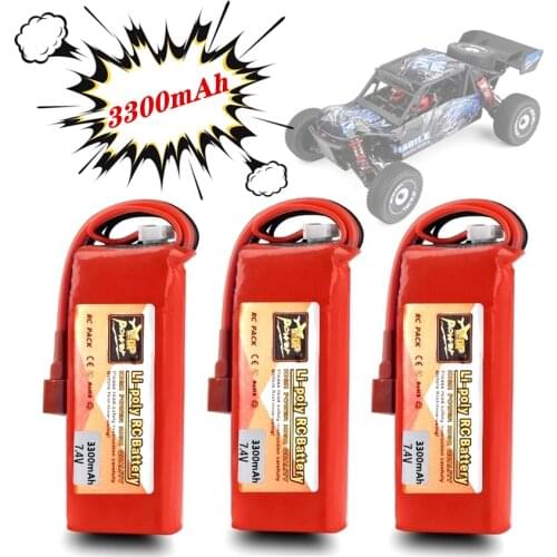 ZOP Upgrade 100% Capacity 3300mAh 7.4V Lipo Battery 2S for Wltoys 144001 124018 124019 RC Car Truck Boat Tank Drone spare parts