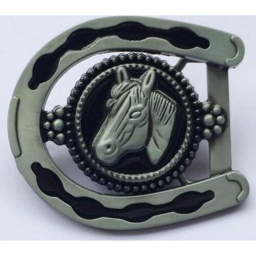 Horse Shoe and Horse Head Western Cowgirl Cowboy Belt Buckle