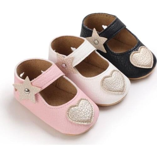 Newborn Baby Girl Shoes Princess Toddler Non-slip Flat Soft-sole PU Leather Lovely Crib Shoes Heart Infant First Walkers
