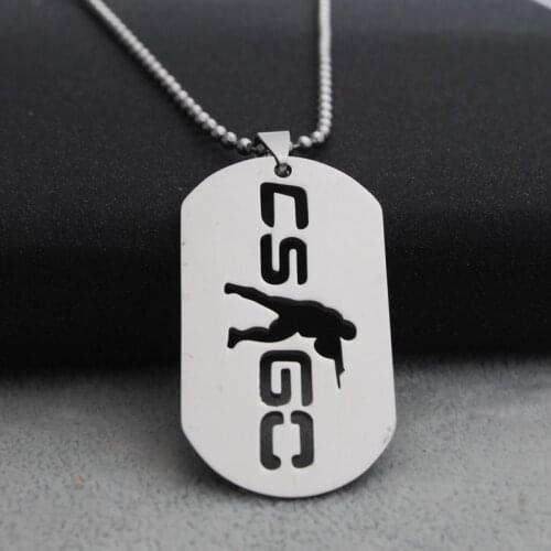 5pcs GO Counter-Strike Logo Symbol Necklace Round Global Offensive Necklace Stainless Steel Anime Game CS Logo Necklace jewelry