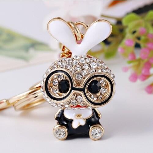 Popular hot selling multicolor rabbit alloy bunny keychains unique funny lovers key chain
