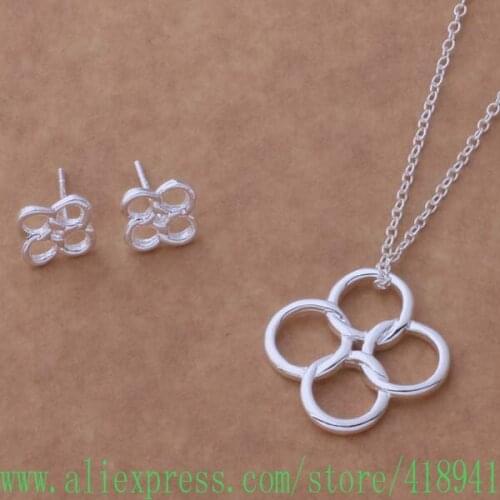 Silver Plated Jewelry Sets Earring 281 + Necklace 321 /eflamwsa bgnajxua AS243