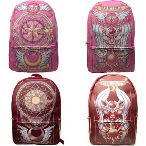 Cartoon Card Captor Cerberus The Clow Sakura PU school bag knapsack book pack backpack
