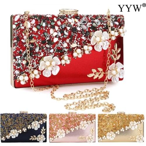 Vintage Floral Women Clutch Bag Evening Bag With Rhinestone Shoulder Exquisite For Women Ladies Wedding Party Handbag Clutches