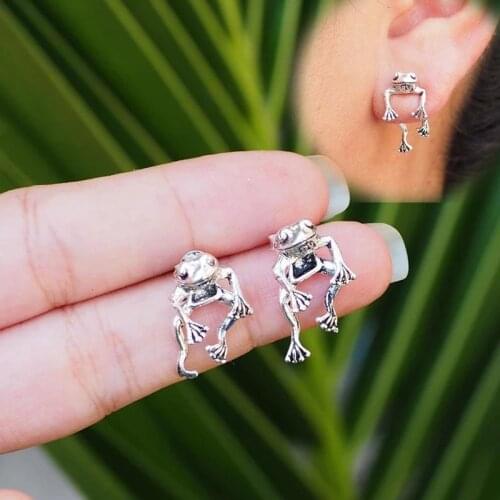 Vintage Cute Frog Stud Earrings For Women Girls Punk Creative Animal Stud Earrings Piercing Hiphop Party Fashion Jewelry Brincos