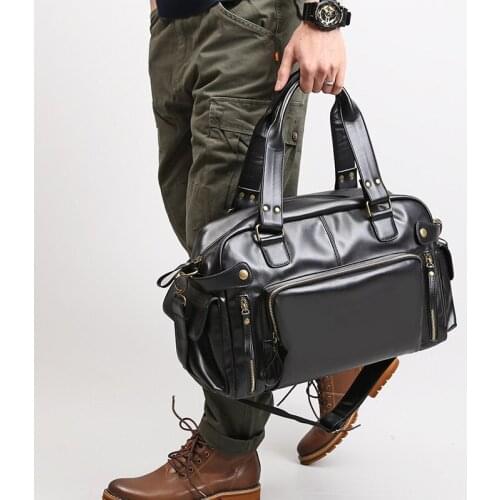 Multi-pocket Large Capacity Travel Tote Bag Mens Wear Resistant Leather Shoulder Bag Portable Outdoor Carry Luggage Bags XA538F