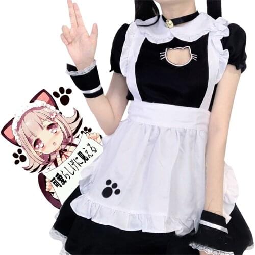 Women Maid Outfit Lolita Dress Cute Горничная Anime Black White Apron Cosplay Maid Dress Men Uniform Cafe Costume Mucama