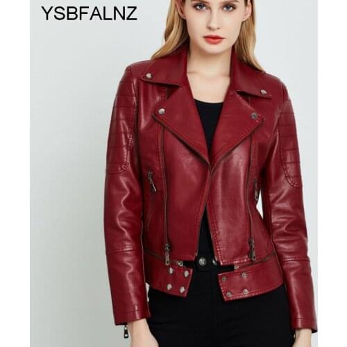 Plus Size Women Soft Motorcycle Short Faux Leather Jacket Ladies Clothes Autumn Biker Streetwear Black Spliced Zippers Coat 2021