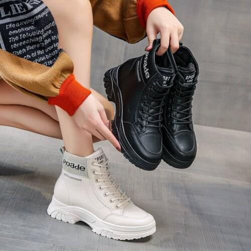 ZEEKSON Martin Boots Women 2020 New Ladies Leather Boots British Fashion Motorcycle Boots Winter Wild Plus Velvet Womens Shoes