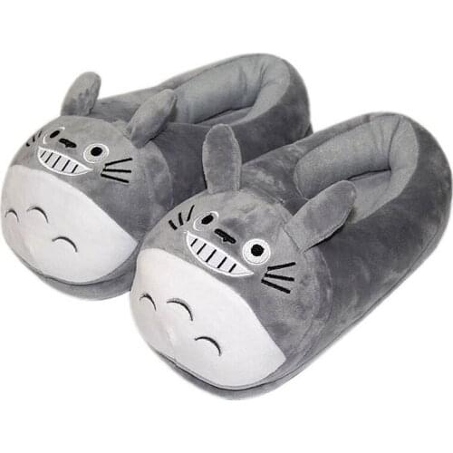 Winter Cotton Slippers New Warm Plush Slides Cartoon Smiling Face Cat Furry Sandals Shoes
