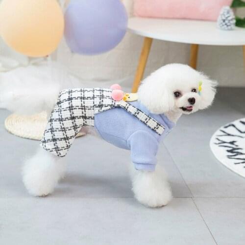Dog Winter Jumpsuit Female Puppy Clothes Boy Girl Pet Outfits Four Leg Warm Dog Plaid Clothing Pomeranian Poodle Bichon Costumes