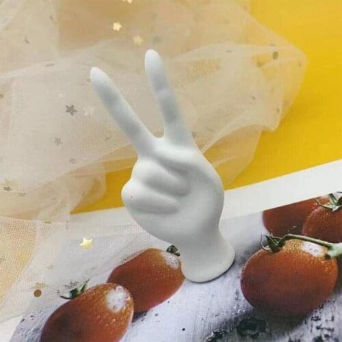 Victory Sign Creative Gesture Silicone OK Finger Home Decoration Scented Candle Mold DIY Plaster Chocolate Soap Making Supplies