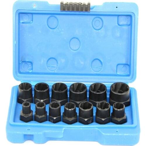 13Pcs 3/8in. Drive Twist Socket Set Wheel Lock Nut Remover High Bolt Nut Extractor Set 6-19mm
