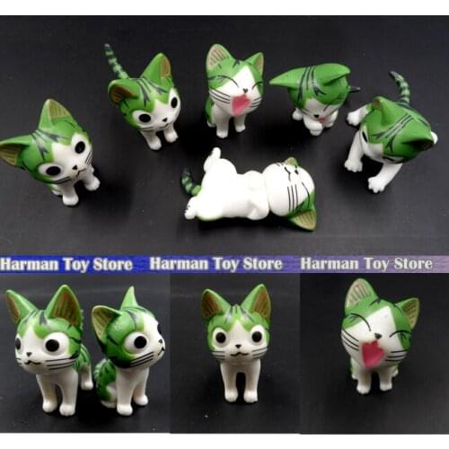 3set/Lot 2015 Green New 4-5cm kawaii pvc Japanese anime figures chis sweet home cat action figure set best kids toys for girls