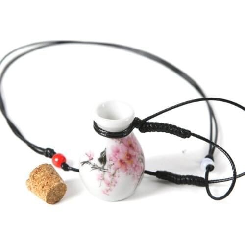 Car Pendant Arts and Crafts Ceramics National Style Auto Rearview Mirror Trim Decoration Perfume Accessory Diffuser Empty Bottle