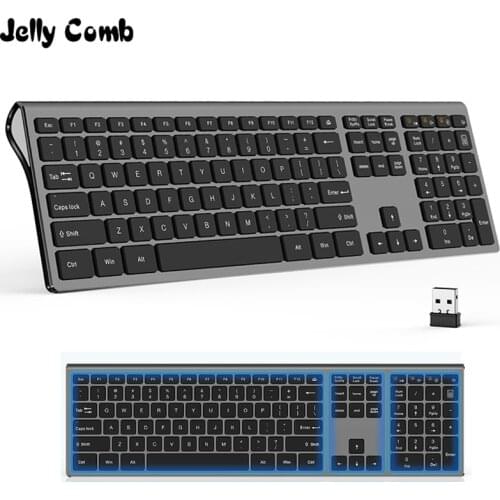 Jelly Comb USB Wireless Keyboard Ergonomic Scissor Design Keys Full Size Slim Office Computer Keyboard Russian/Spain/US Layout