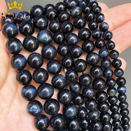 Natural Blue Black Tiger Eye Stone Beads Round Loose Spacer Beads For Jewelry Making DIY Bracelet Necklace 15'' 4/6/8/10/12mm