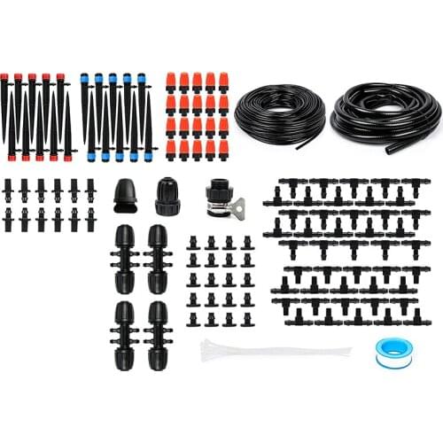 Greenhouse Drip Irrigation Kit Automatic Patio Misting Plant Watering System Emitters Sprinkler Barbed Fittings