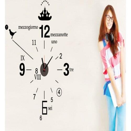 Creative wall clock&sticker latest large-scale creative art clock Simple fashion style black diy Assembling Wall Sticker Clock