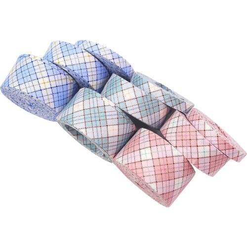 5 Yard lattice double-sided thickening Wrapping Mobile Phone Straps Refreshing stripe pattern Decoration Ribbon Multiple sizes