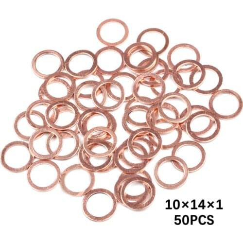 120/100/50/20pcs 10x14x1mm Copper Sealing Washer Solid Gasket Sump Plug Oil For Boat Crush Washer Flat Seal Ring Tool Kit