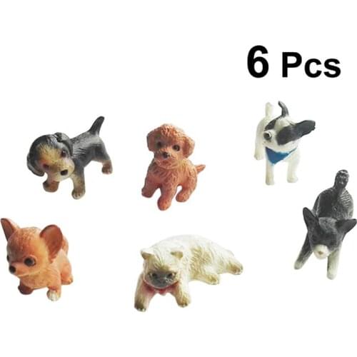 6pcs Mini Cat Dog Figurines Model Pet Doll Simulation Crafts Toy Animals Miniature Cute Ornaments for Home Office