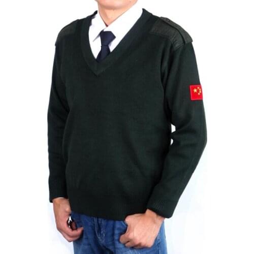 Military Sweater Men Green Winter